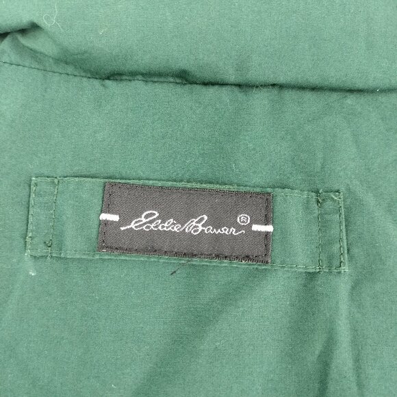 Eddie Bauer Goose Down Jacket Men Sz XL Green Winter Puffer Bomber Ski Coat Zip - Picture 15 of 16